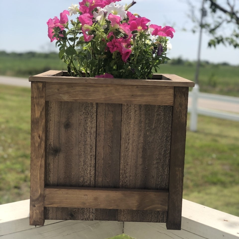 Mowoodwork Wood Planter Box 18x18x16 Stained with our signature method Image 2