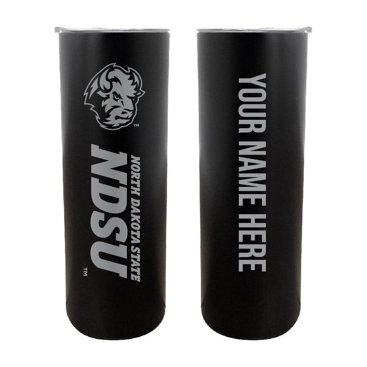 North Dakota State Bison Etched Custom NCAA Skinny Tumbler - 20oz Personalized Stainless Steel Insulated Mug Image 1