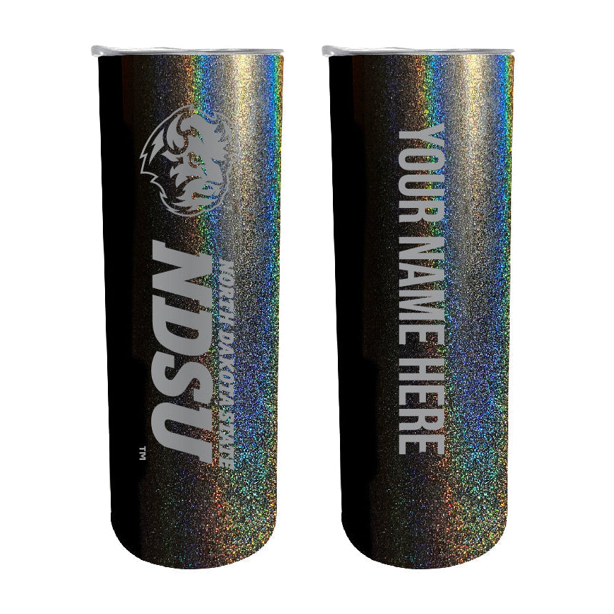 North Dakota State Bison Etched Custom NCAA Skinny Tumbler - 20oz Personalized Stainless Steel Insulated Mug Image 3