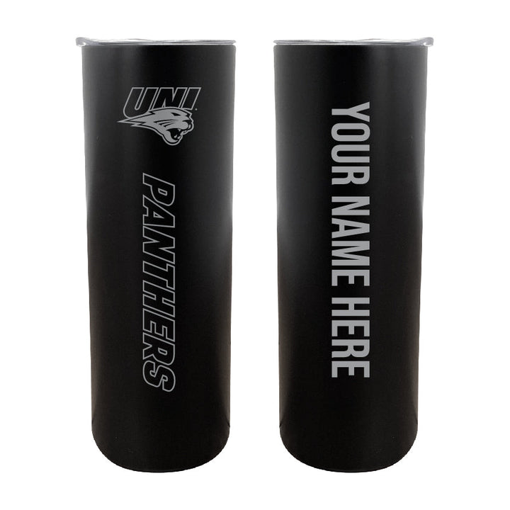 Northern Iowa Panthers Etched Custom NCAA Skinny Tumbler - 20oz Personalized Stainless Steel Insulated Mug Image 1