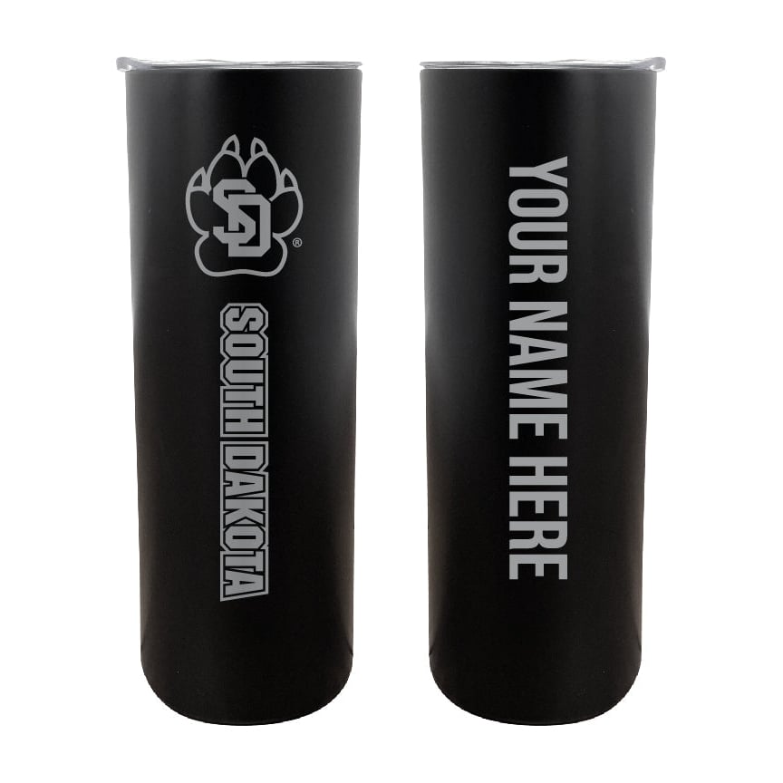 South Dakota Coyotes Etched Custom NCAA Skinny Tumbler - 20oz Personalized Stainless Steel Insulated Mug Image 1