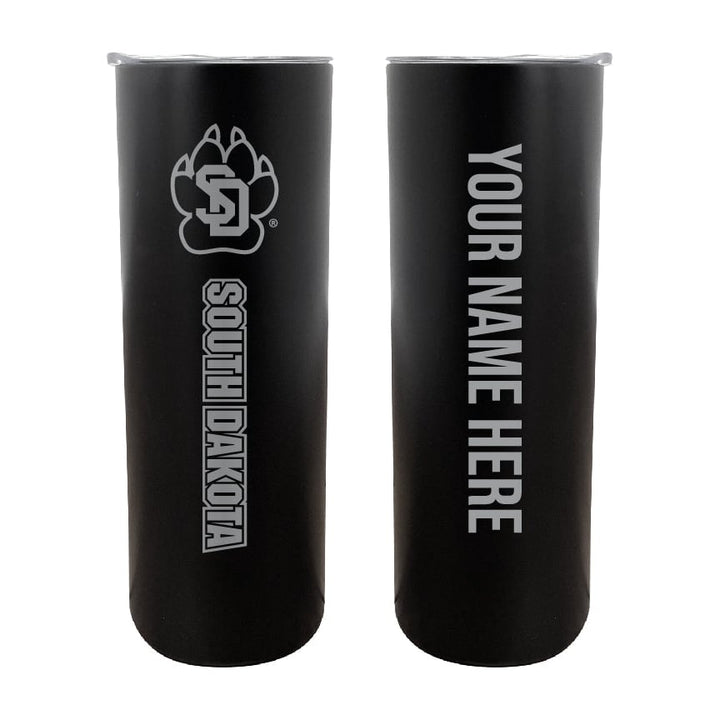 South Dakota Coyotes Etched Custom NCAA Skinny Tumbler - 20oz Personalized Stainless Steel Insulated Mug Image 1