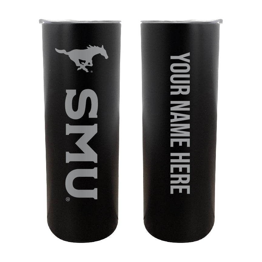 Southern Methodist University Etched Custom NCAA Skinny Tumbler - 20oz Personalized Stainless Steel Insulated Mug Image 1