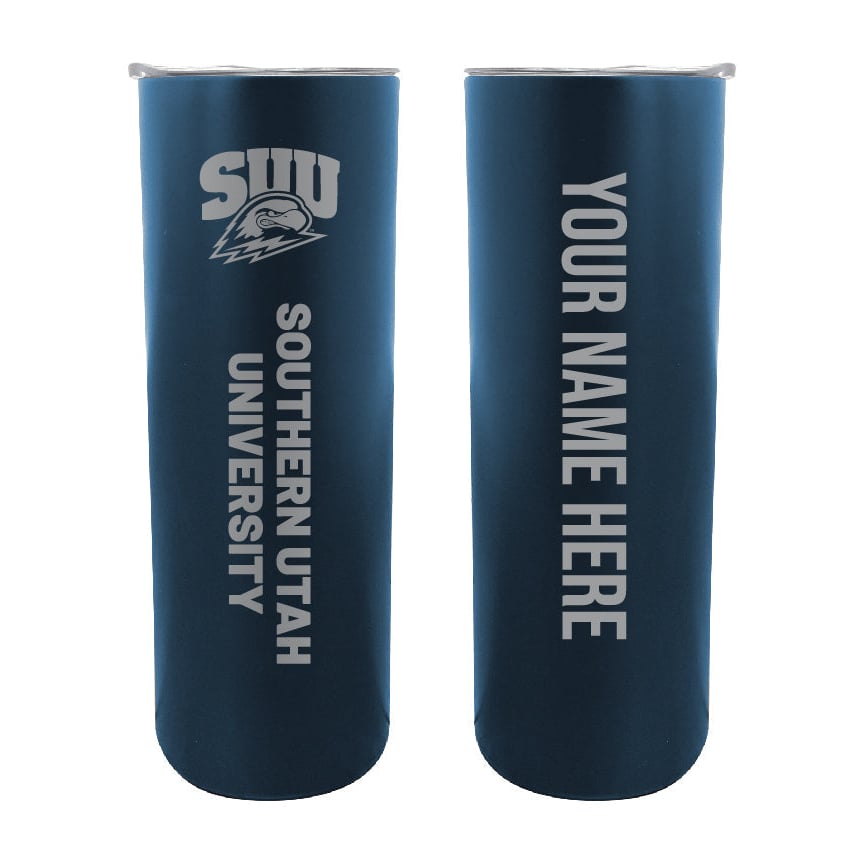 Southern Utah University Etched Custom NCAA Skinny Tumbler - 20oz Personalized Stainless Steel Insulated Mug Image 1