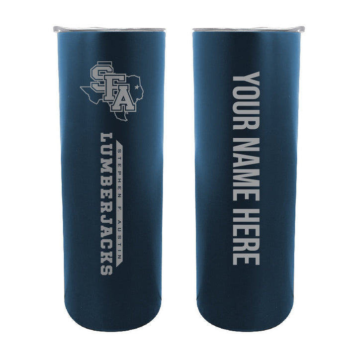 Stephen F. Austin State University Etched Custom NCAA Skinny Tumbler - 20oz Personalized Stainless Steel Insulated Mug Image 2