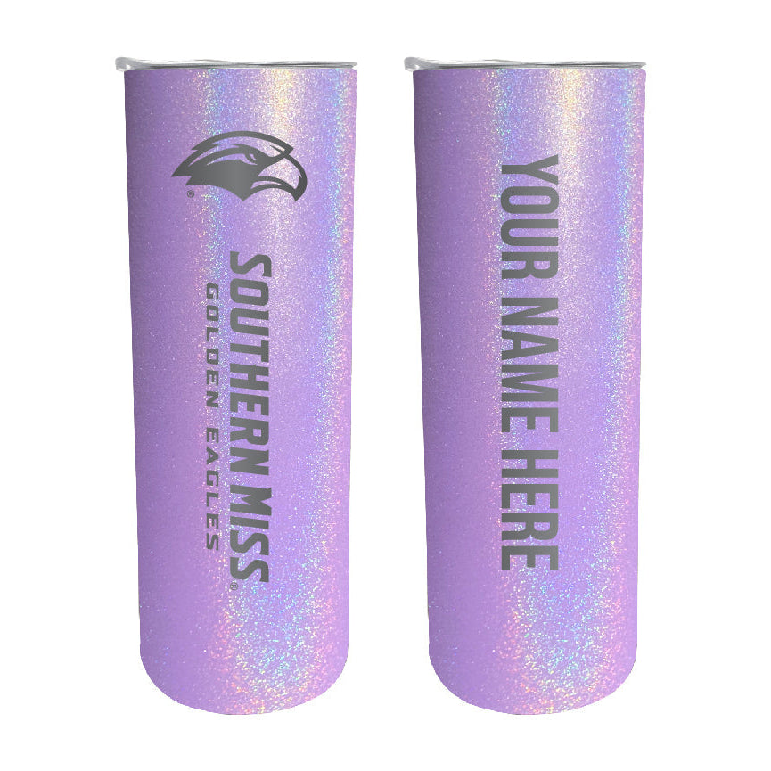 Southern Mississippi Golden Eagles Etched Custom NCAA Skinny Tumbler - 20oz Personalized Stainless Steel Insulated Mug Image 5