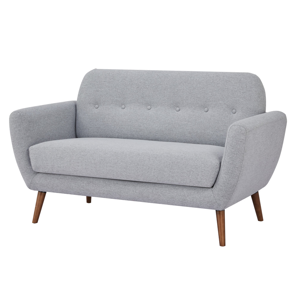 Oakland Loveseat Sofa: Mid-Century Modern Design, Soft Fabric Upholstery, Hand Tufting, Solid Wood Legs | Easy Assembly. Image 2