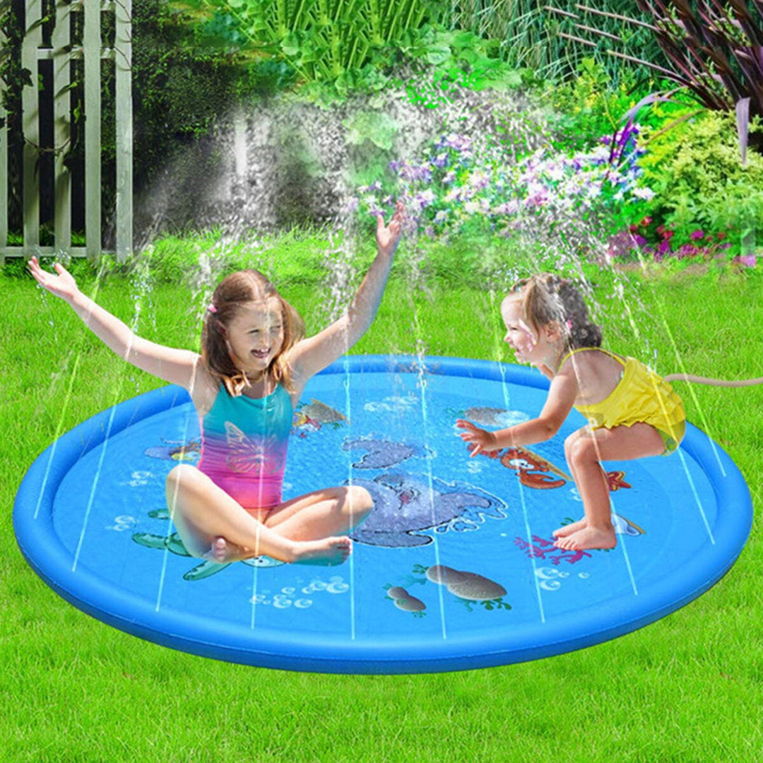 100CM Outdoor Inflatable Water Splash Play Pool Playing Sprinkler Mat Yard Family Funny Kids Toys Image 4