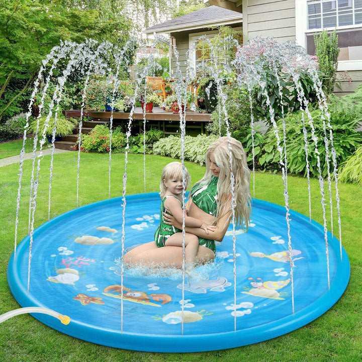 100CM Outdoor Inflatable Water Splash Play Pool Playing Sprinkler Mat Yard Family Funny Kids Toys Image 5