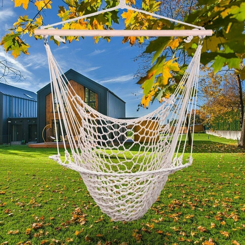 Cotton Hammock Bed Hanging Chair Beach Swing Chair Outdoor Home Garden Max Load 120kg Image 2