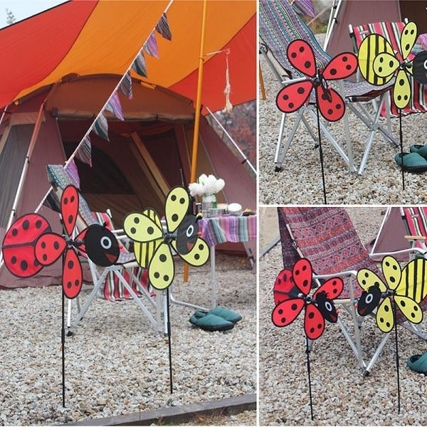 Windmill Red Ladybug and Yellow Bee Design Windmill Children Garden Decoration Image 2