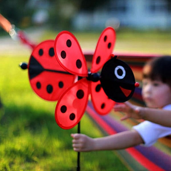 Windmill Red Ladybug and Yellow Bee Design Windmill Children Garden Decoration Image 4