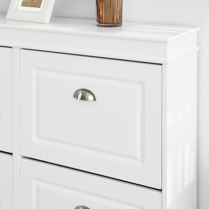 Haotian FSR79-W, White Shoe Cabinet with 4 Flip Drawers, Freestanding Shoe Rack, Cupboard Organizer Unit Image 3