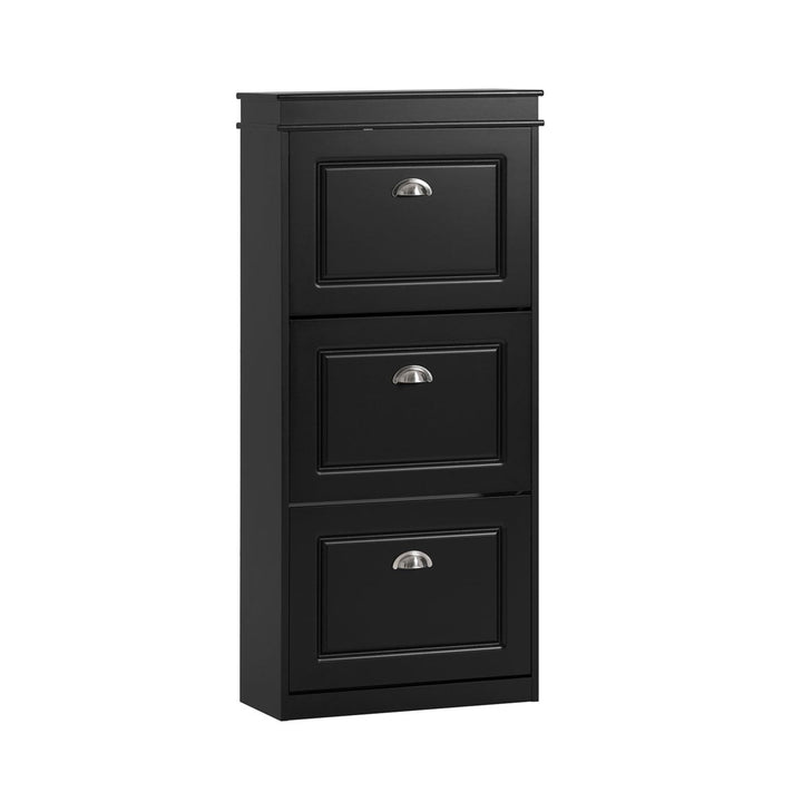 Haotian Black Shoe Cabinet FSR94-SCH 3 Flip Drawers Freestanding Storage Unit Image 7