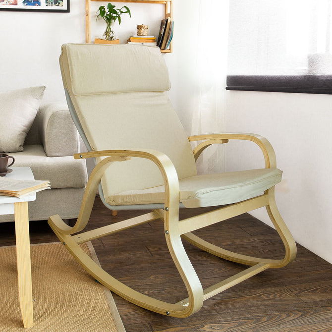 Haotian FST15-W, Comfortable Relax Rocking Chair, Lounge Chair Relax Chair with Cushion Image 1