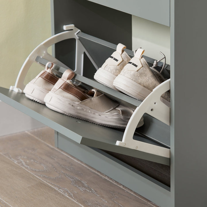 Haotian FSR94-HG, Grey Shoe Cabinet with 3 Flip Drawers, Freestanding Shoe Rack, Shoe Storage Cupboard Organizer Unit Image 5