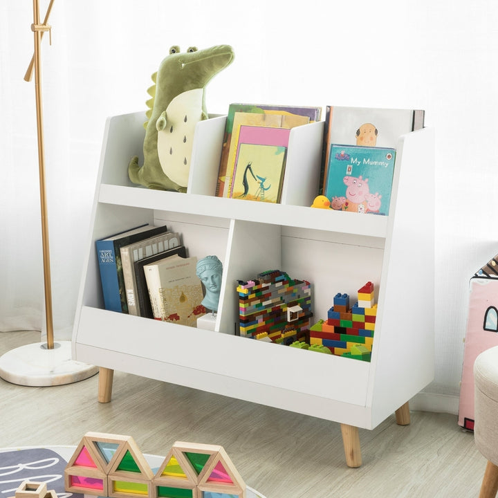 Haotian KMB19-W White Kids Bookcase 5 Compartment Storage Organizer MDF 34in Image 1