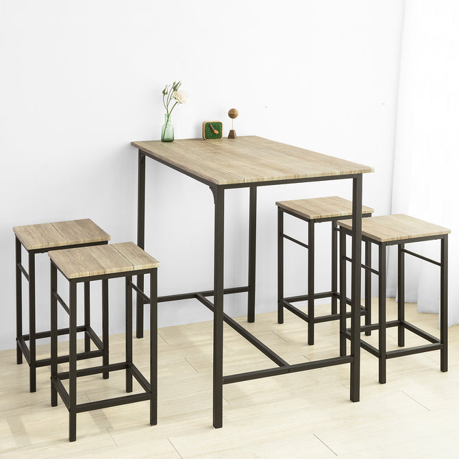 Haotian Bar Set-1 Bar Table and 4 Stools, Home Kitchen Breakfast Bar Set Furniture Dining Set,OGT11-N Image 1