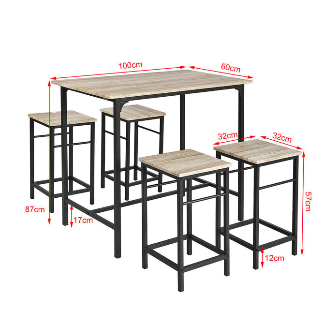 Haotian Bar Set-1 Bar Table and 4 Stools, Home Kitchen Breakfast Bar Set Furniture Dining Set,OGT11-N Image 3