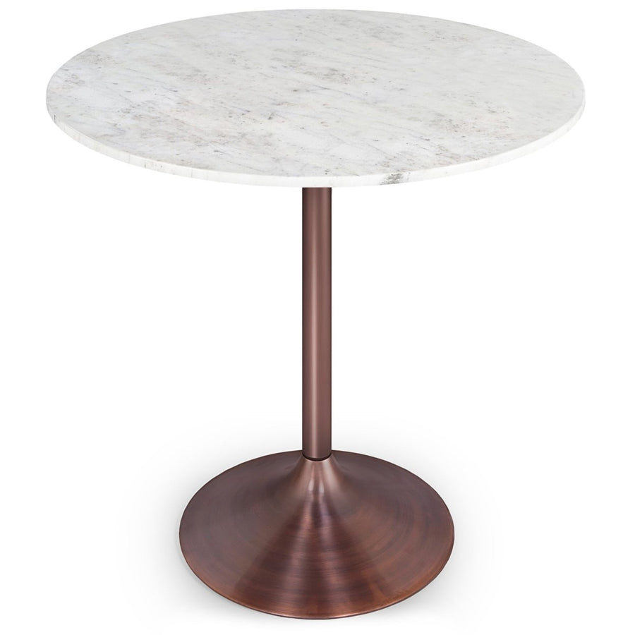 Osborne Round Dining Table Solid Marble Antique Copper Metal Base Modern Design Image 1