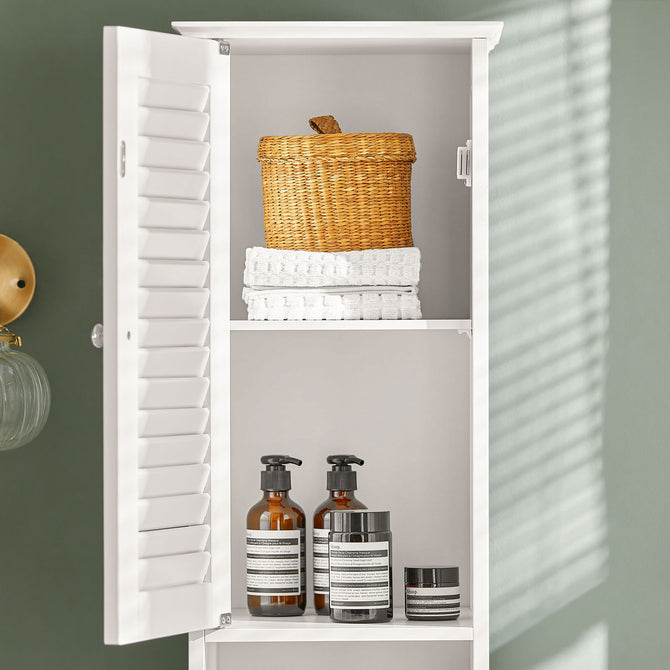 Haotian White Floor Standing Bathroom Storage Cabinet Linen Tower FRG236-W 66.9in Image 4