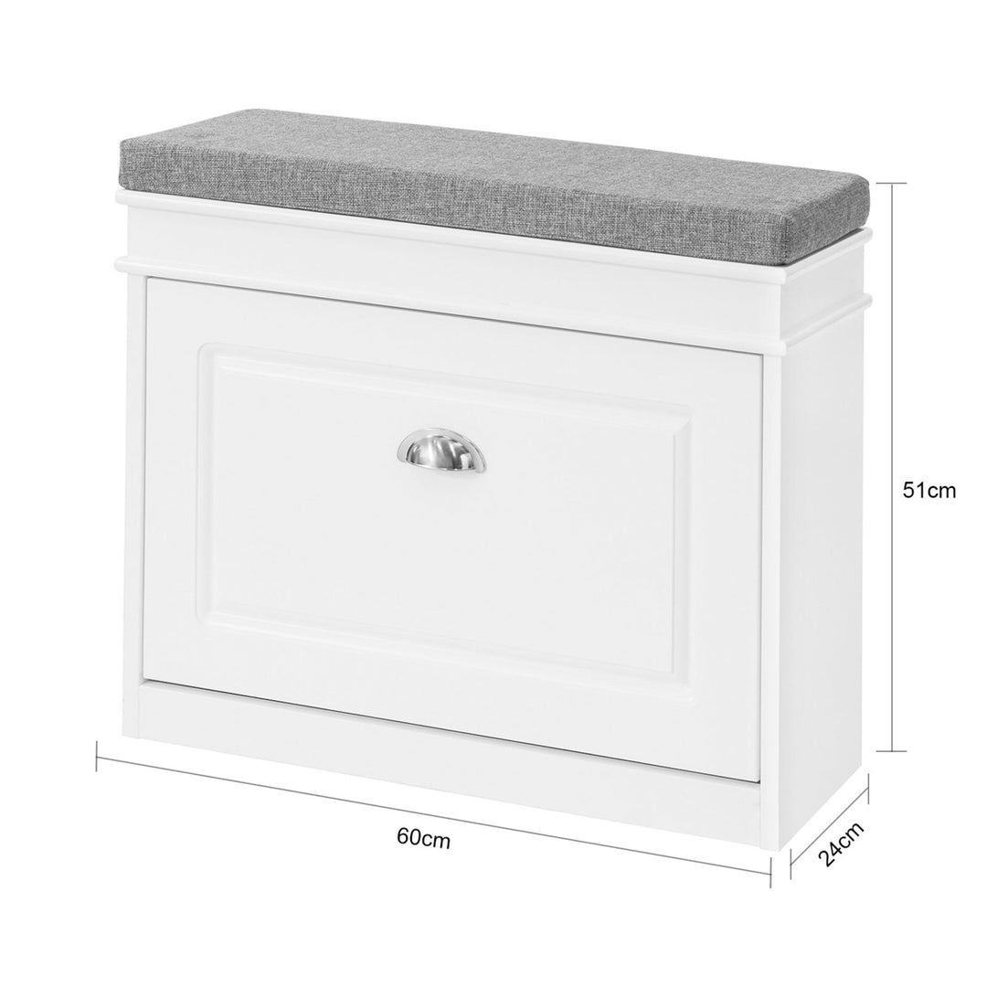 Haotian FSR82-K-W Shoe Bench White Hallway Storage Cabinet with Cushion 60cm Image 3