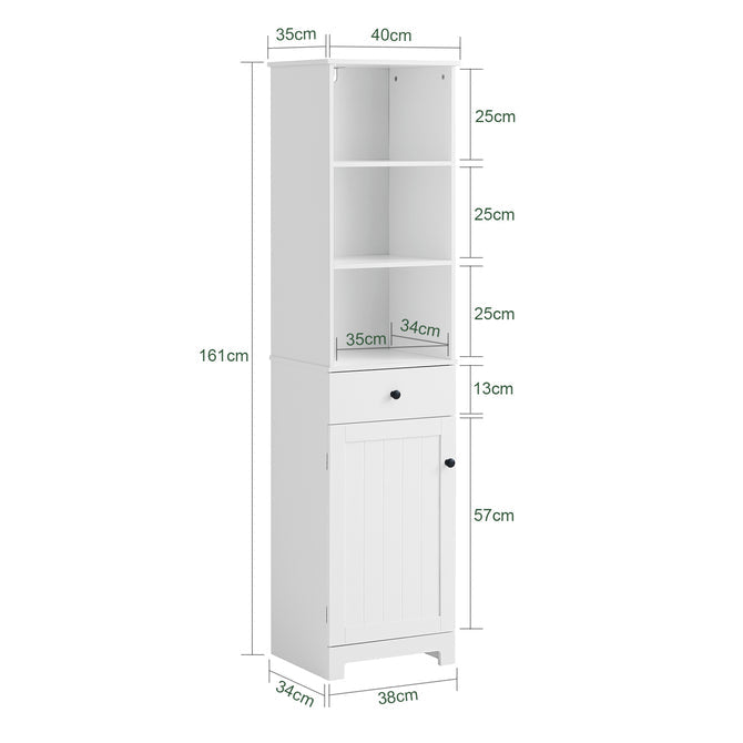 Haotian BZR17-W, Floor Standing Tall Bathroom Storage Cabinet with Shelves and Drawers,Linen Tower Bath Cabinet, Cabinet Image 3