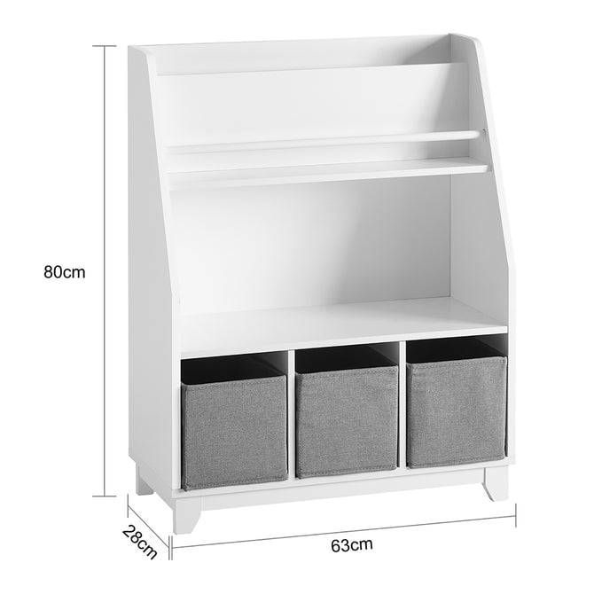 Haotian KMB34-W, Children Kids Bookcase with 3 Storage Baskets, Book Shelf Storage Display Rack Organizer Holder Image 3