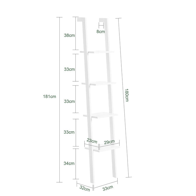 Haotian Modern Ladder Bookcase Made of Wood with Four Floors,Book Shelf, Stand Shelf, Wall Shelf, 12.99inch x 70.87inch, Image 3