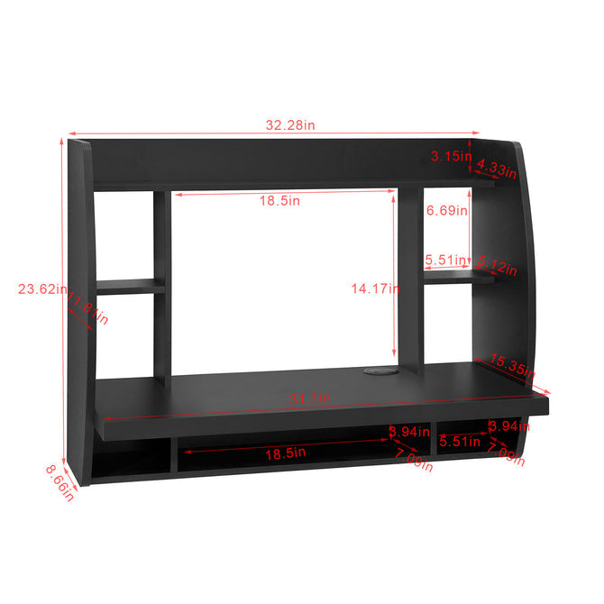 Haotian FWT18-SCH, Black Home Office Table Desk Workstation Computer Desk with Storage Shelves, Trestle Desk Image 2