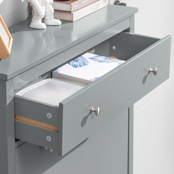 Haotian FSR89-HG, Grey Shoe Cabinet with 1 Slide Drawer and 2 Flip Drawers, Freestanding Shoe Rack, Shoe Organiazer Image 5