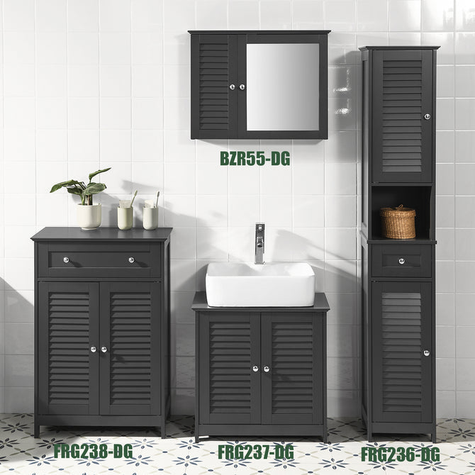 Haotian FRG236-DG Dark Grey Floor Standing Bathroom Storage Cabinet 170cm MDF Image 8