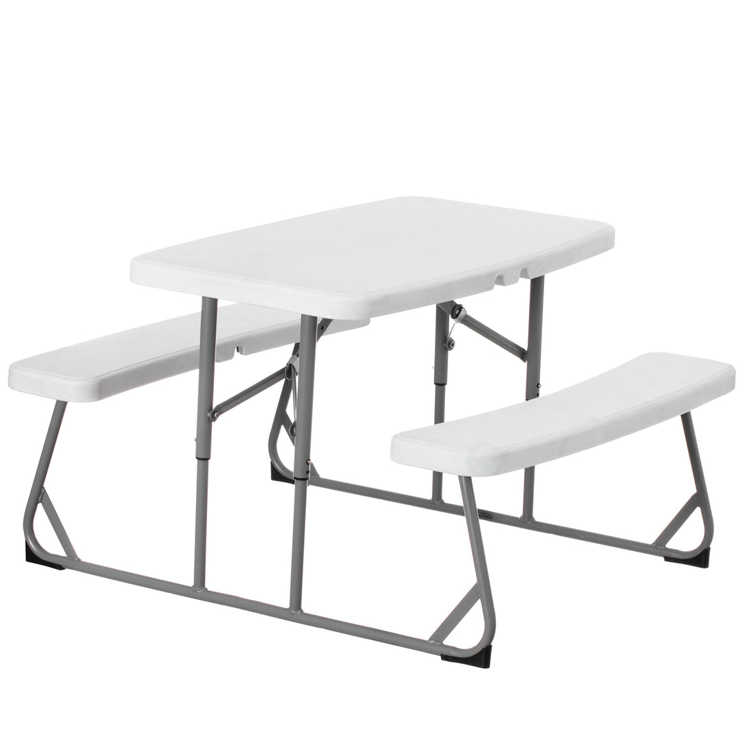 Foldable White Kids Picnic Table Bench 32.85"L Portable Outdoor Activity Table Image 1