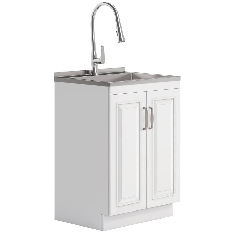 Darwin Deluxe 24 Inch Laundry Cabinet with Stainless Steel Sink and Faucet Image 1