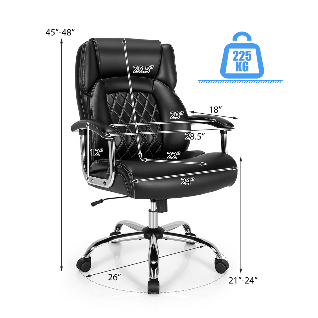 500LBS High Back Big and Tall Office Chair Adjustable Leather Task Chair Image 2