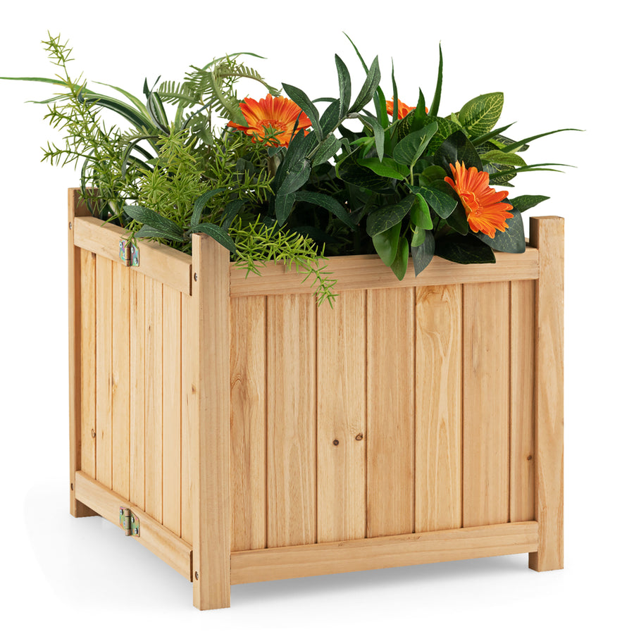 15" Wooden Planter Box Elevated Outdoor Folding Planter with Removable Bottom Image 1