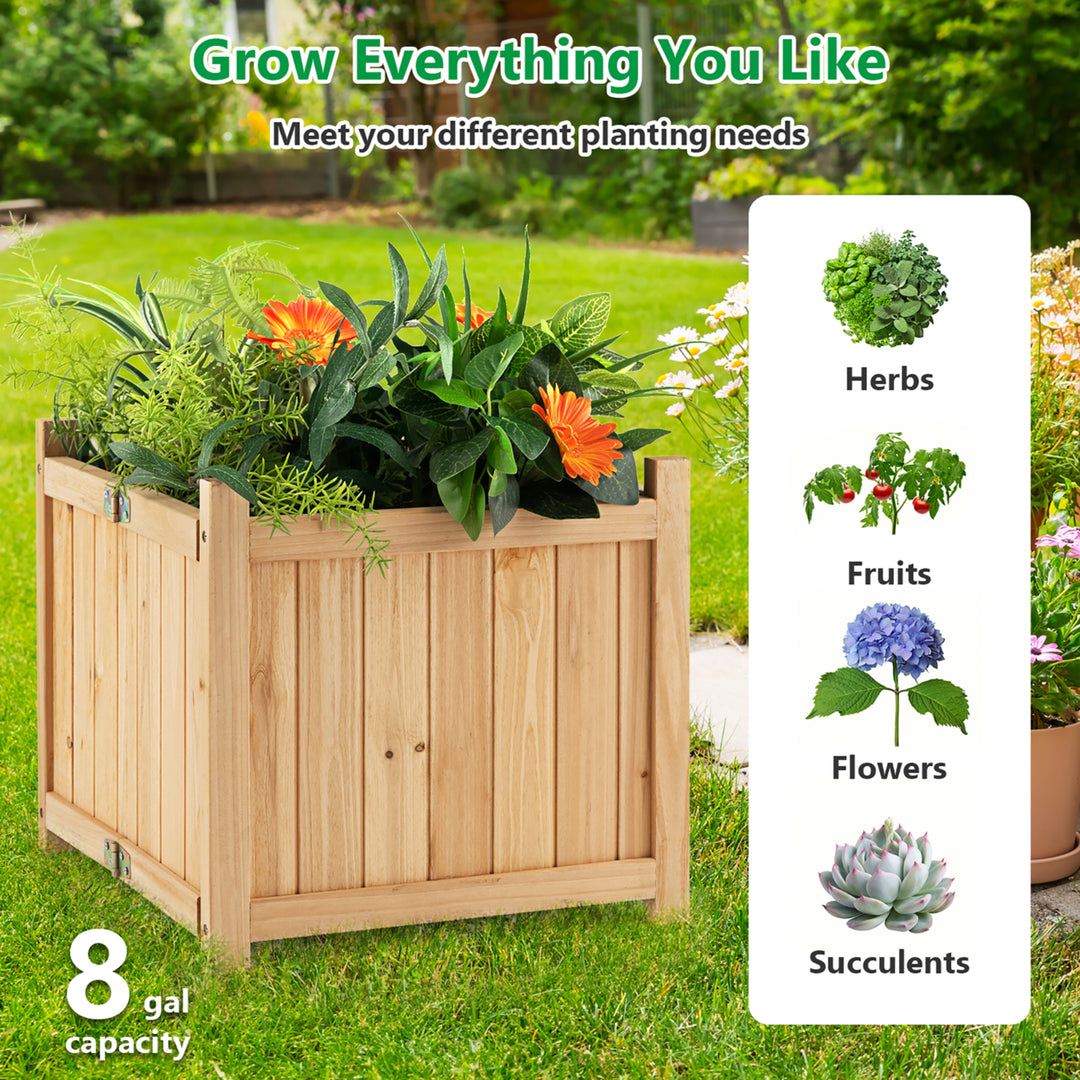 15" Wooden Planter Box Elevated Outdoor Folding Planter with Removable Bottom Image 4