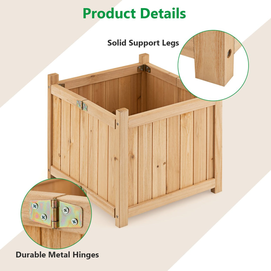 15" Wooden Planter Box Elevated Outdoor Folding Planter with Removable Bottom Image 5