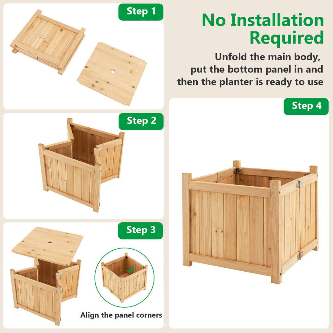 15" Wooden Planter Box Elevated Outdoor Folding Planter with Removable Bottom Image 6