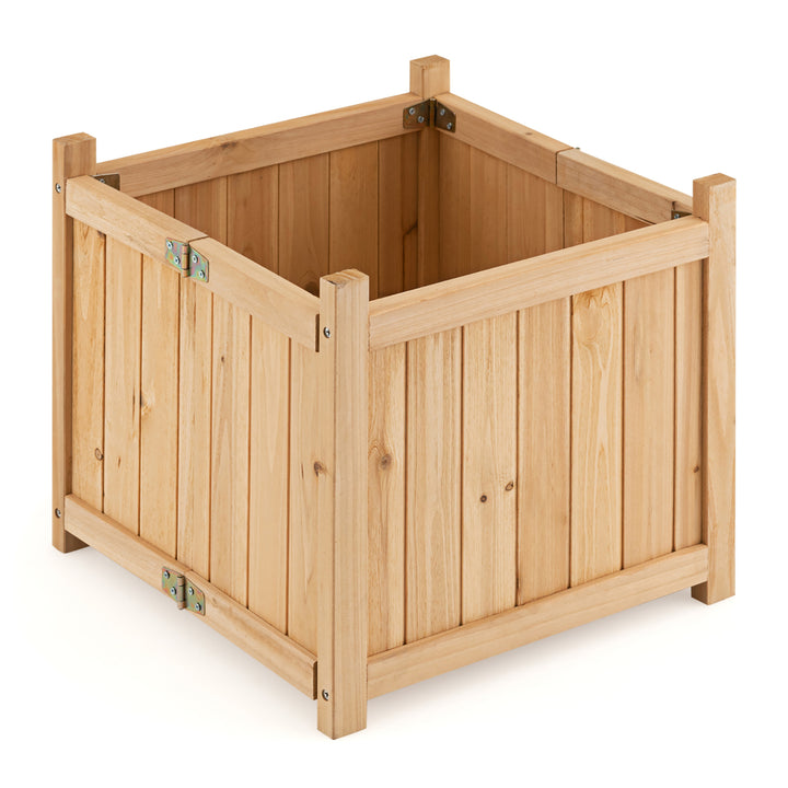 15" Wooden Planter Box Elevated Outdoor Folding Planter with Removable Bottom Image 7