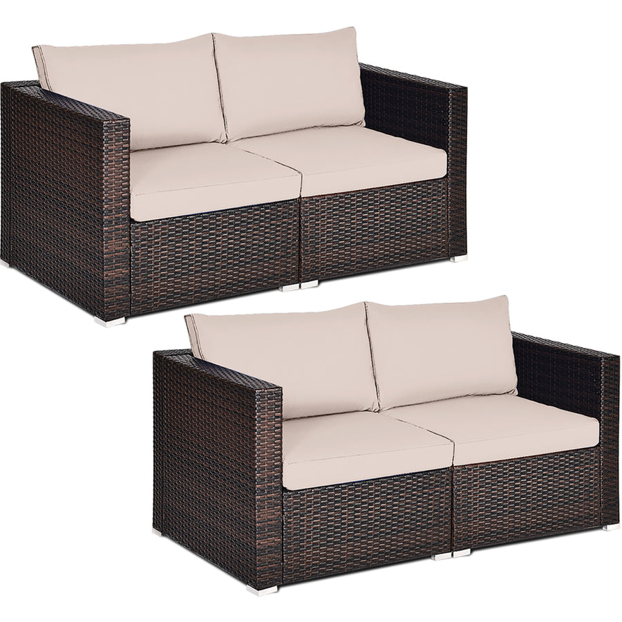 4PCS Patio Rattan Corner Sofa Sectional Furniture Set Image 1