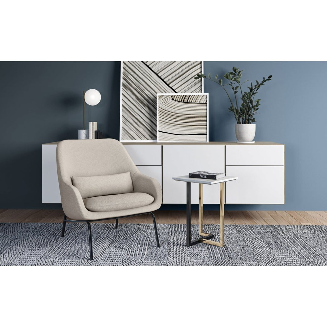 Elmont Accent Chair Modern Curvy Design Soft Cushioned Seat Metal Base Grey Image 3