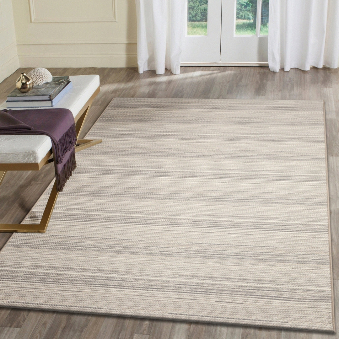 Liora Manne Miranda Tweed Stripe Indoor Outdoor Area Rug Silver/Brown Image 1