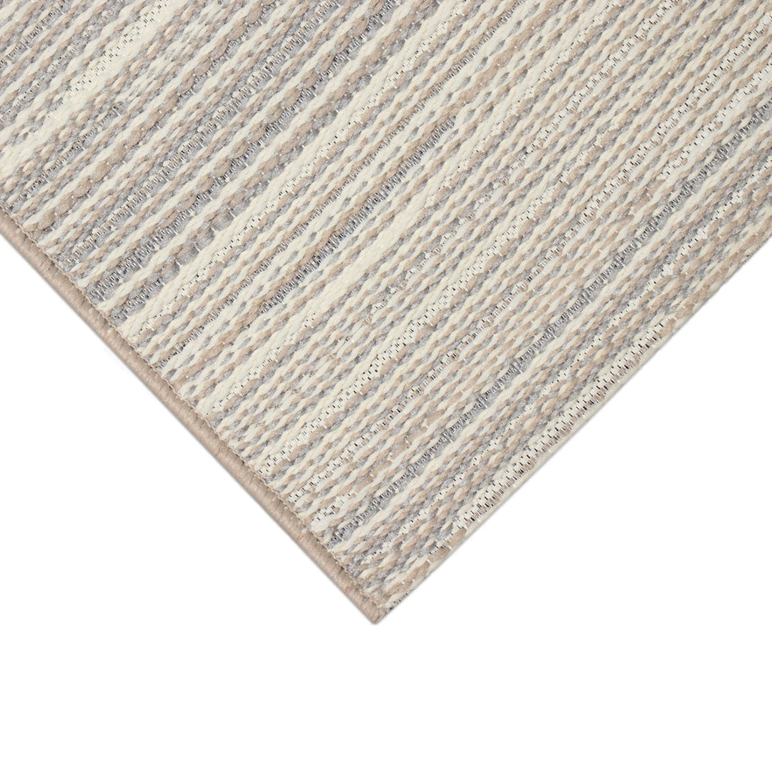 Liora Manne Miranda Tweed Stripe Indoor Outdoor Area Rug Silver/Brown Image 7