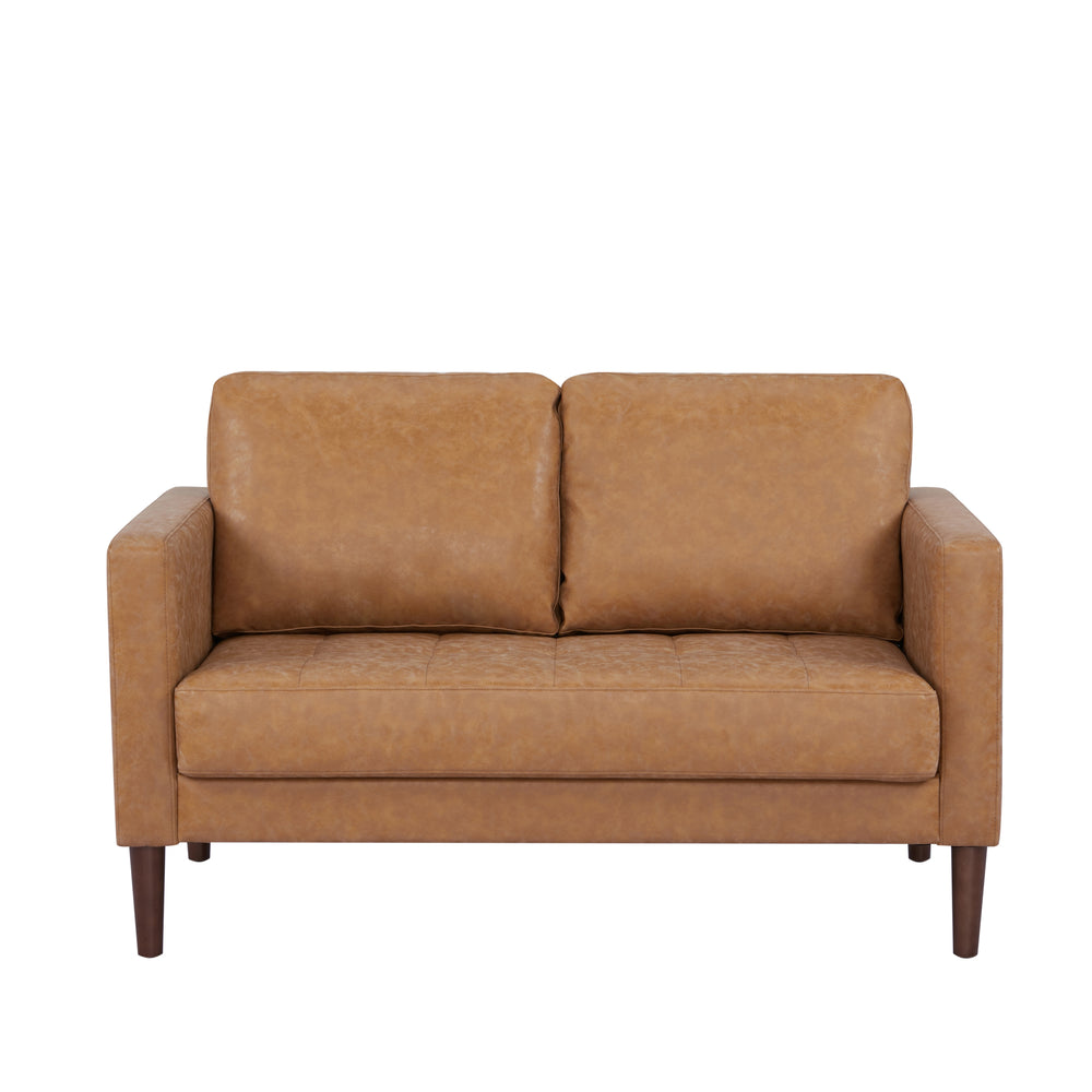 Classic Leather Button-Tufted Loveseat: Elevate Your Collection with Distinctive Design  Perfect for Small Spaces Image 2