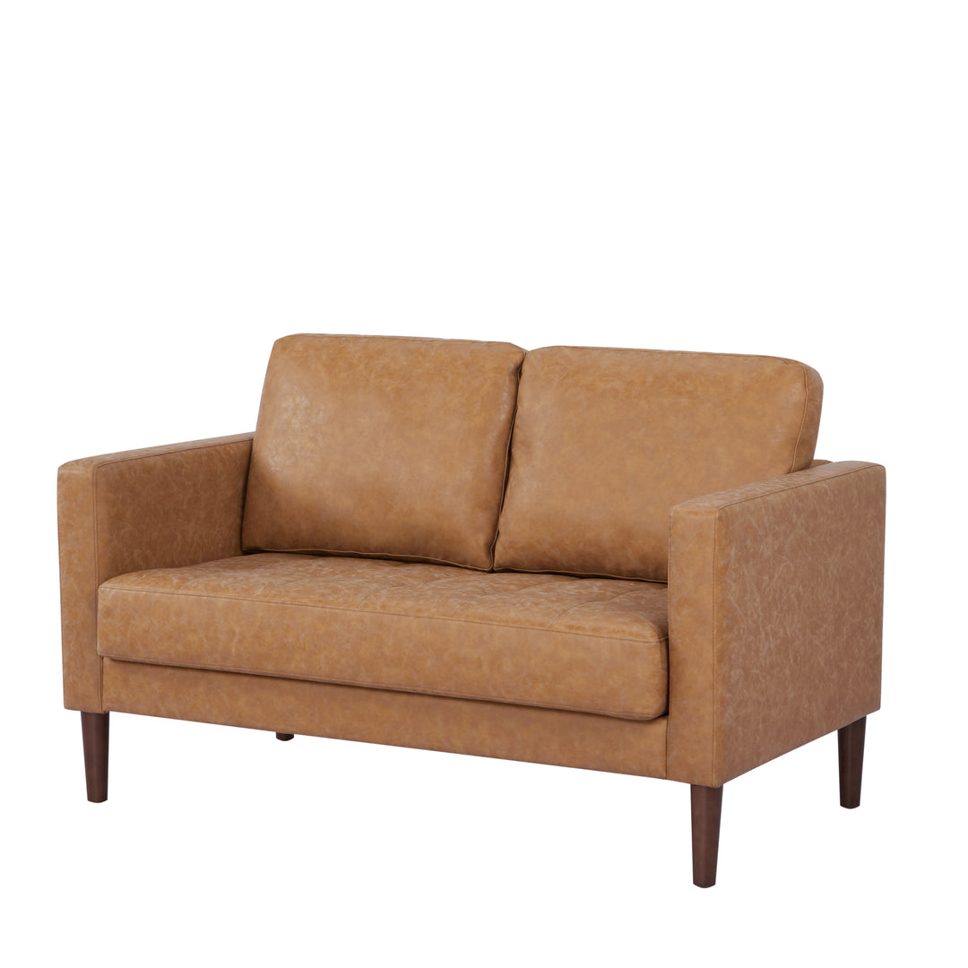 Classic Leather Button-Tufted Loveseat: Elevate Your Collection with Distinctive Design  Perfect for Small Spaces Image 3