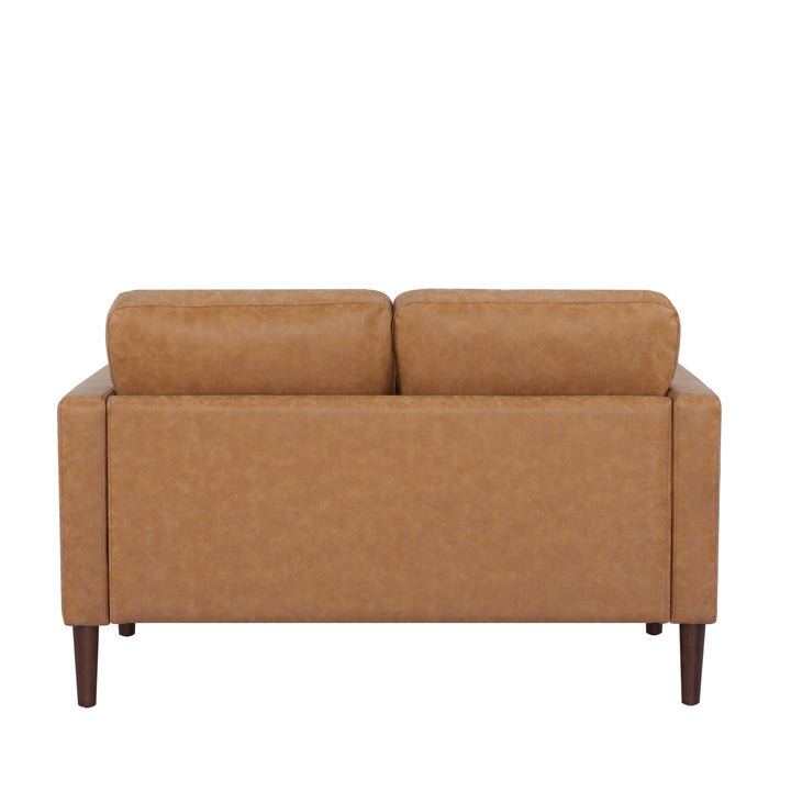 Classic Leather Button-Tufted Loveseat: Elevate Your Collection with Distinctive Design  Perfect for Small Spaces Image 5