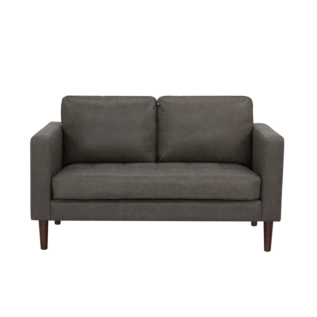 Classic Leather Button-Tufted Loveseat: Elevate Your Collection with Distinctive Design  Perfect for Small Spaces Image 8