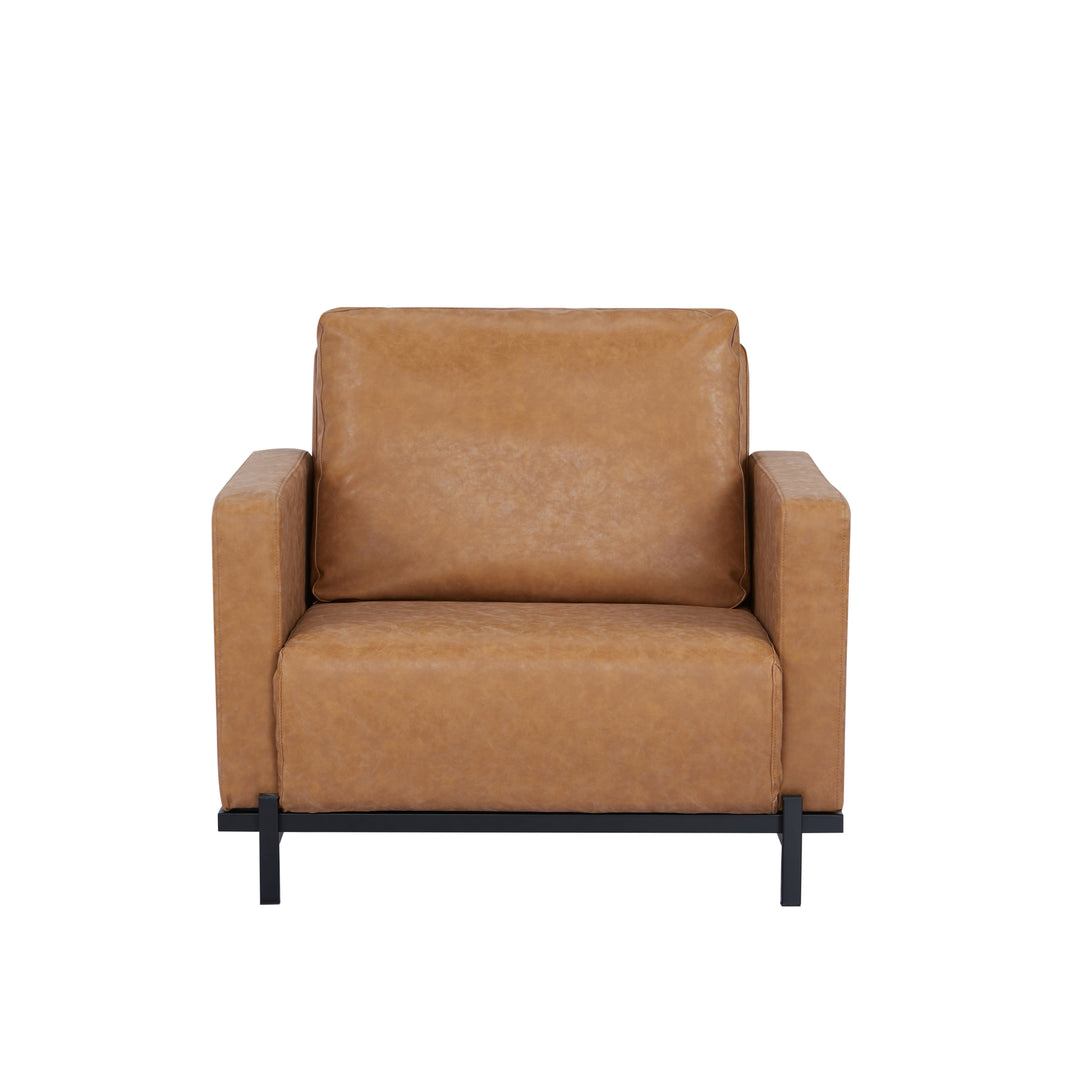 Turlock Camel Faux Leather Convertible Chair: Comfortable and Modern Design  Twin Sleeper, Chaise Lounge, and Bed Image 2