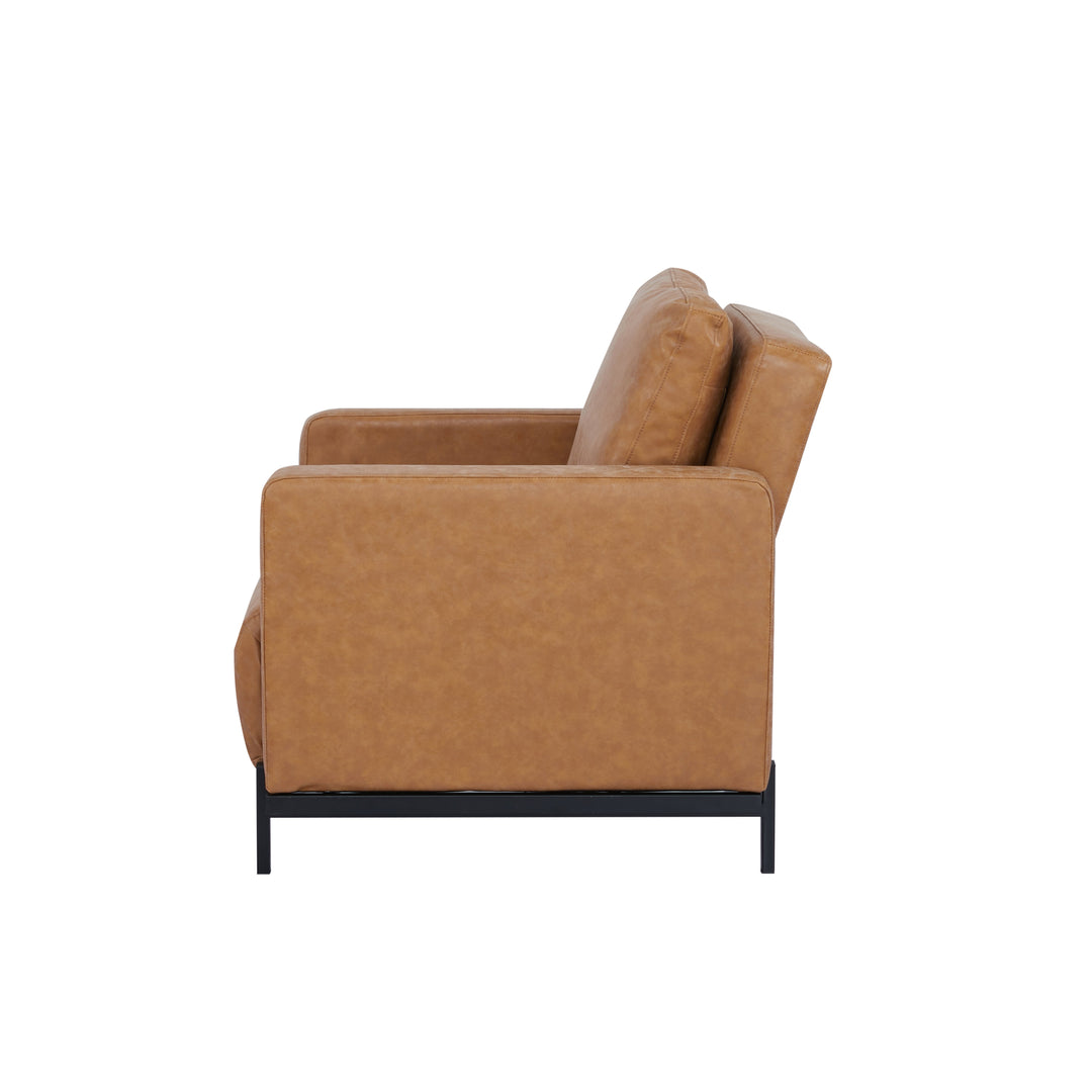 Turlock Camel Faux Leather Convertible Chair: Comfortable and Modern Design  Twin Sleeper, Chaise Lounge, and Bed Image 4